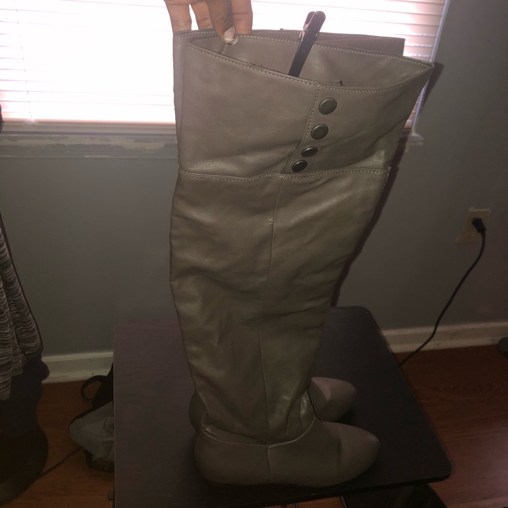 Tan leather knee boots